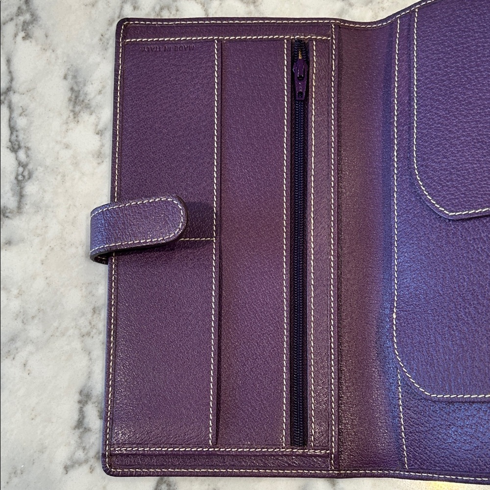 LAI Made in Italy Genuine Leather Wallet in Plum Purple - Picture 8 of 8